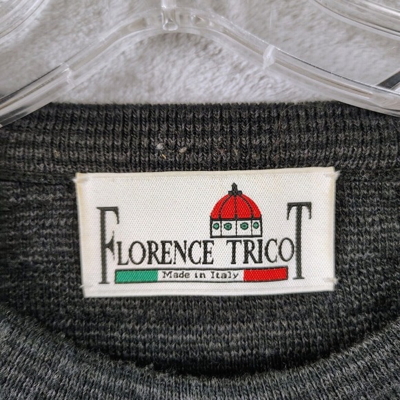 Florence Tricot Sweater Men 2XL Crew Neck Pullover‎ Wool Acrylic Italy Gray Vtg - Picture 2 of 6